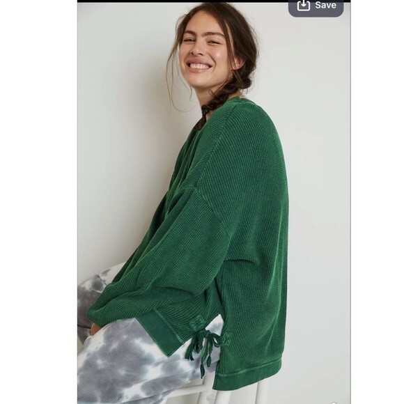 Anthropologie Saturday/Sunday Aliana Waffle Pullover in Blue Green M NWOT - Picture 14 of 14